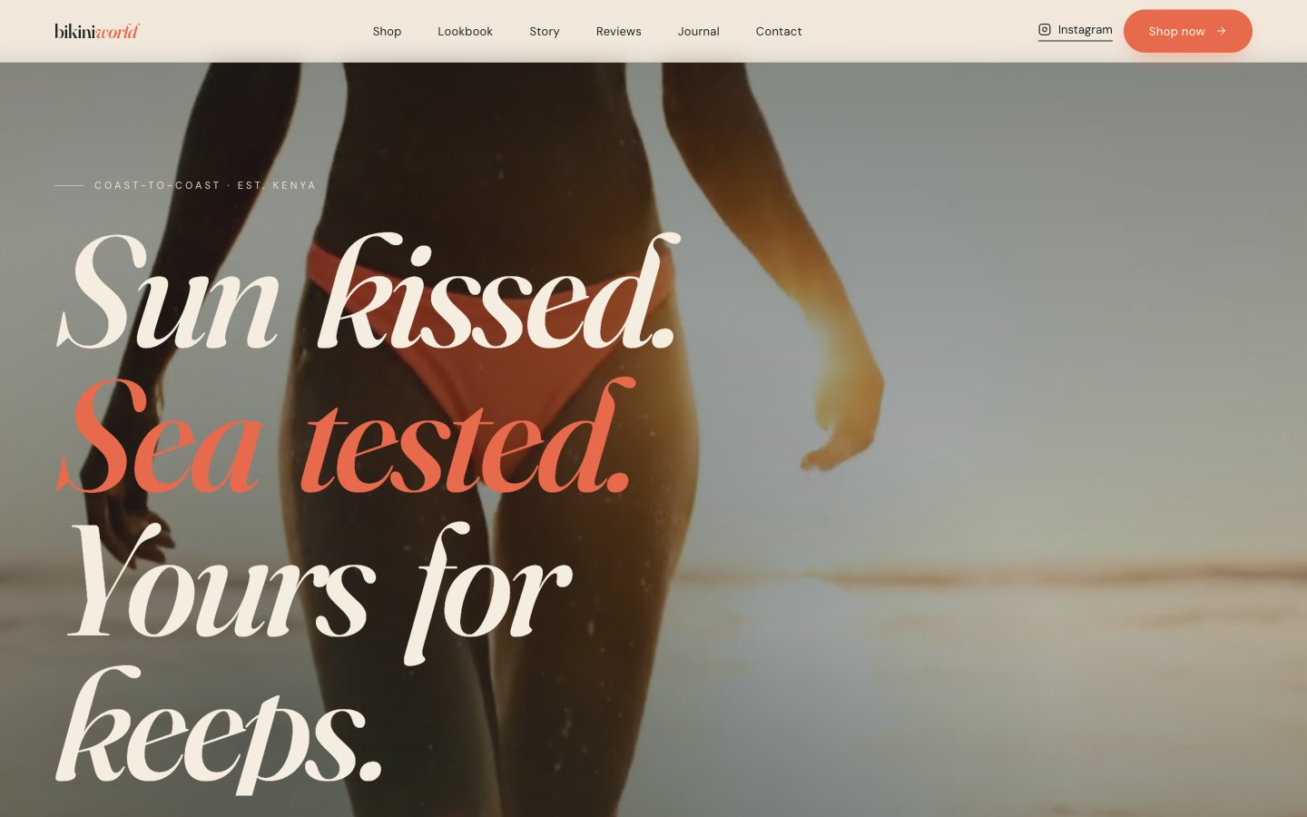 Bikini World — a Kenyan coast swimwear store we built, desktop view