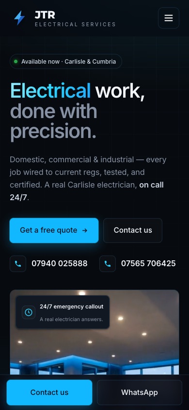 JTR Electrical — emergency electrician in Nairobi, mobile view
